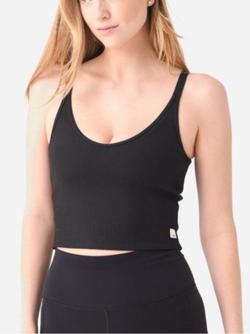 Vuori Black Rib Crop Tank Women’s Size Small